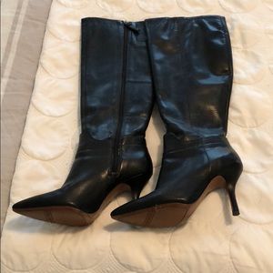 Nine West Stiletto Knee High Boots- Black Leather
